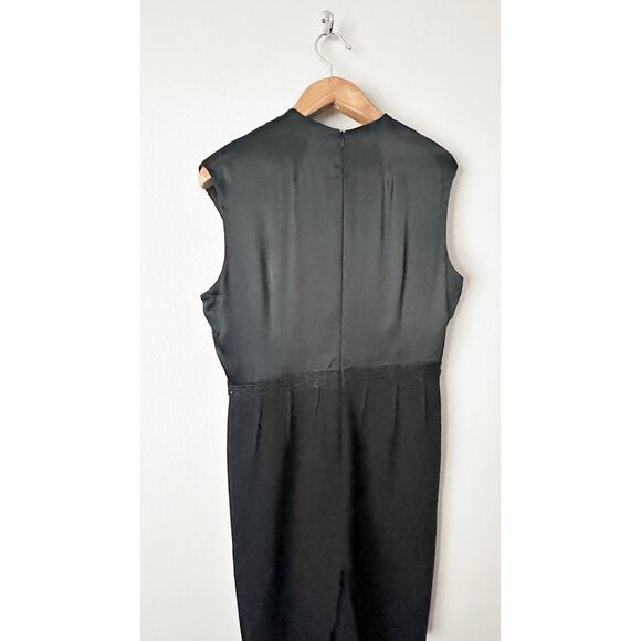 Carmen Marc Valvo Silk & Wool Beaded Black Cocktail Dress women’s size 14 - Picture 7 of 15